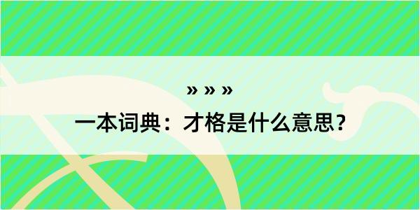 一本词典：才格是什么意思？