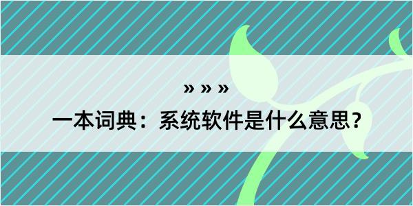 一本词典：系统软件是什么意思？