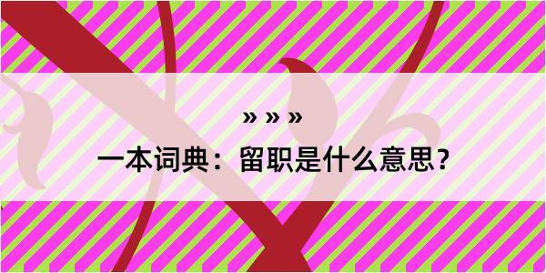 一本词典：留职是什么意思？