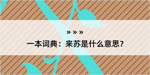 一本词典：来苏是什么意思？