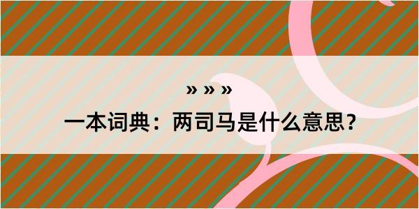 一本词典：两司马是什么意思？