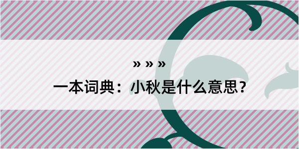 一本词典：小秋是什么意思？