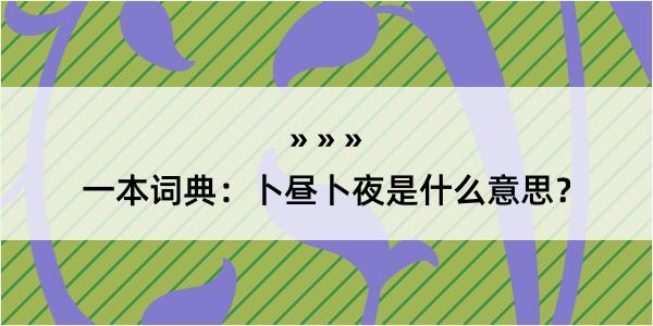 一本词典：卜昼卜夜是什么意思？