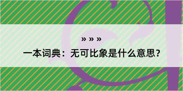 一本词典：无可比象是什么意思？