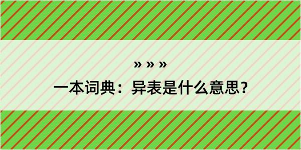 一本词典：异表是什么意思？