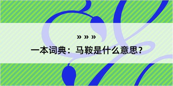 一本词典：马鞍是什么意思？