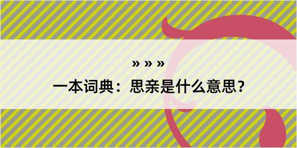 一本词典：思亲是什么意思？