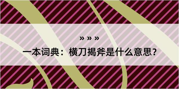 一本词典：横刀揭斧是什么意思？