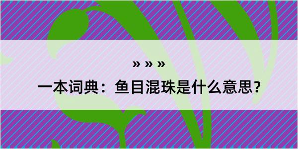 一本词典：鱼目混珠是什么意思？