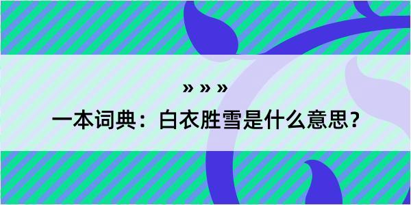 一本词典：白衣胜雪是什么意思？