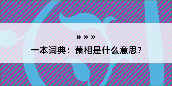 一本词典：萧相是什么意思？