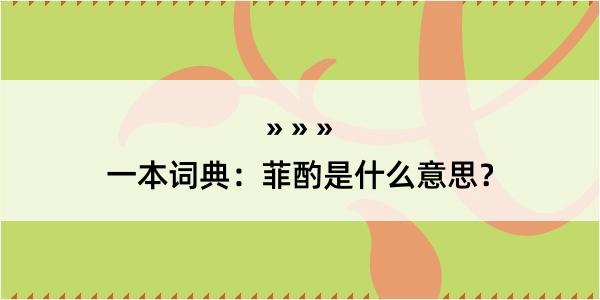 一本词典：菲酌是什么意思？