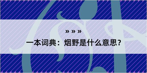 一本词典：烟野是什么意思？