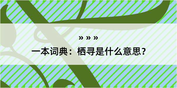 一本词典：栖寻是什么意思？