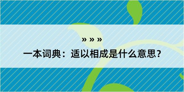 一本词典：适以相成是什么意思？