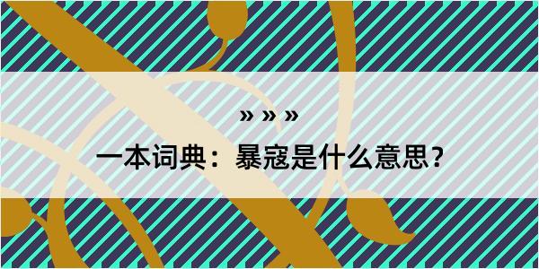 一本词典：暴寇是什么意思？