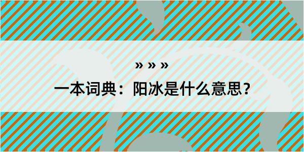 一本词典：阳冰是什么意思？