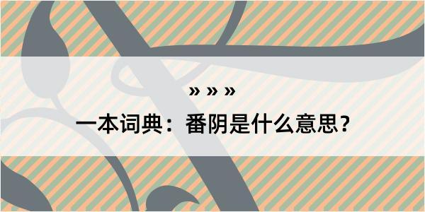 一本词典：番阴是什么意思？