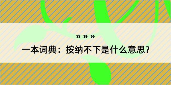 一本词典：按纳不下是什么意思？