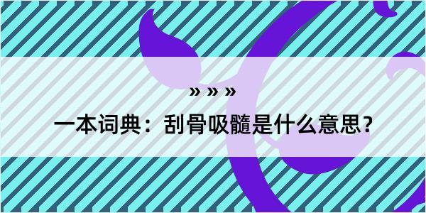 一本词典：刮骨吸髓是什么意思？