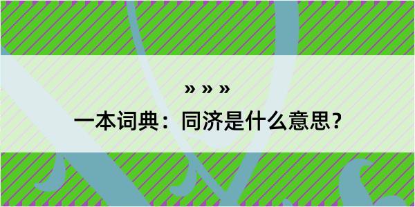 一本词典：同济是什么意思？