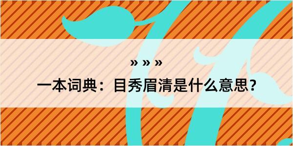 一本词典：目秀眉清是什么意思？