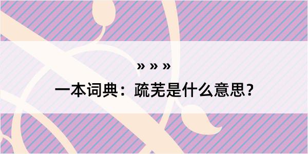 一本词典：疏芜是什么意思？