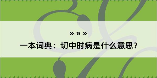 一本词典：切中时病是什么意思？