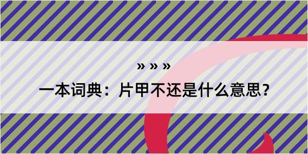 一本词典：片甲不还是什么意思？