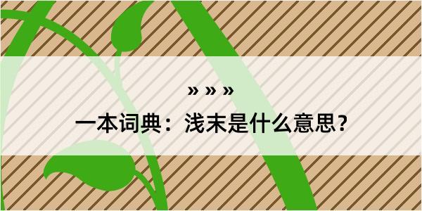 一本词典：浅末是什么意思？