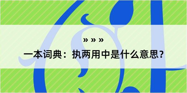 一本词典：执两用中是什么意思？