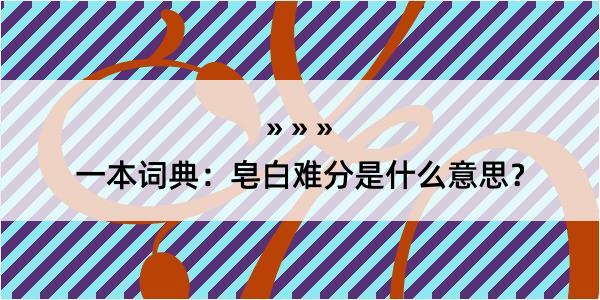 一本词典：皂白难分是什么意思？