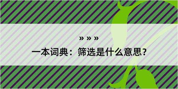 一本词典：筛选是什么意思？