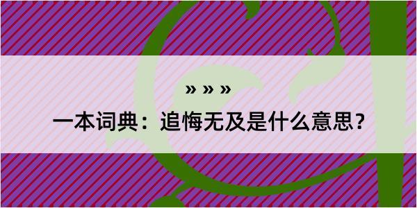 一本词典：追悔无及是什么意思？