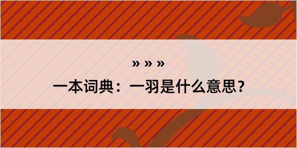 一本词典：一羽是什么意思？