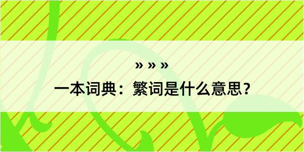 一本词典：繁词是什么意思？