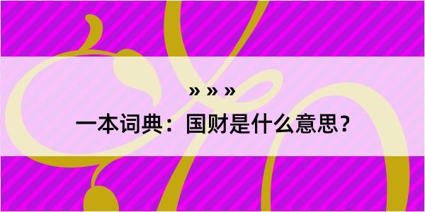 一本词典：国财是什么意思？