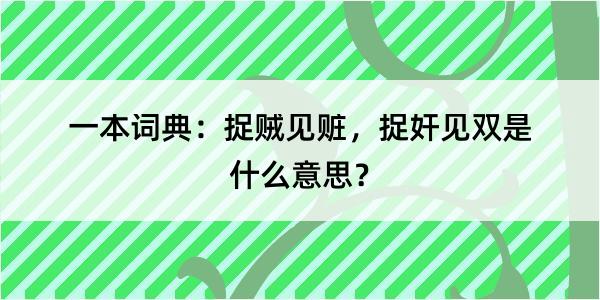 一本词典：捉贼见赃，捉奸见双是什么意思？