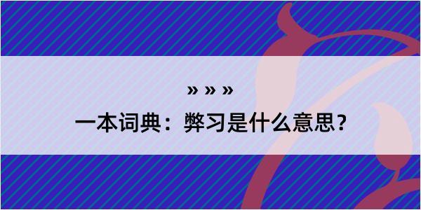 一本词典：弊习是什么意思？