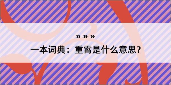 一本词典：重霄是什么意思？