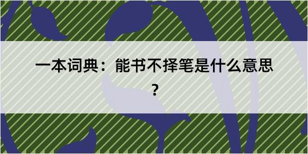 一本词典：能书不择笔是什么意思？