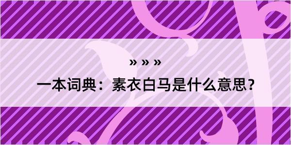 一本词典：素衣白马是什么意思？