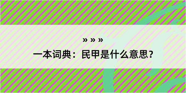 一本词典：民甲是什么意思？