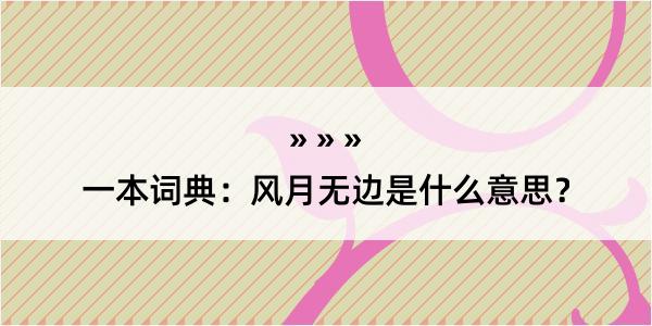 一本词典：风月无边是什么意思？