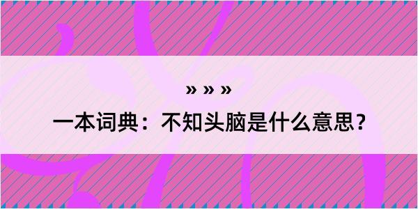 一本词典：不知头脑是什么意思？