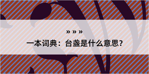 一本词典：台盏是什么意思？