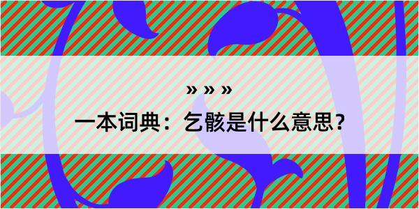 一本词典：乞骸是什么意思？