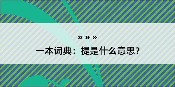 一本词典：提是什么意思？