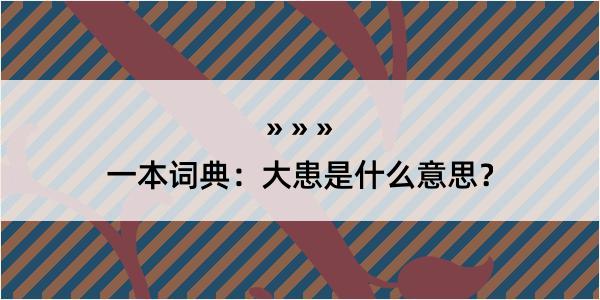 一本词典：大患是什么意思？