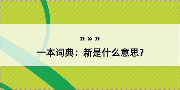 一本词典：新是什么意思？